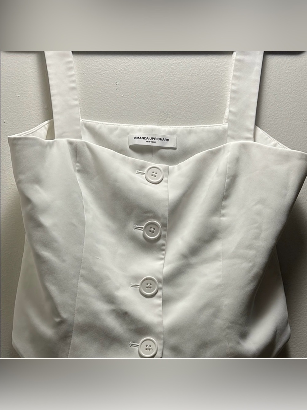 Amanda Uprichard White Button-Front Square-Neck